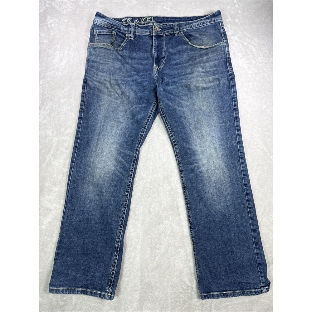 TK Axel Jeans Mens Size 38x30 Blue Relaxed Bootcut Denim Medium Wash Casual